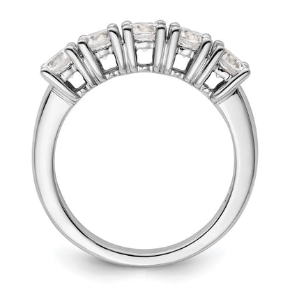 14K White Gold 5-Stone Real Diamond Band