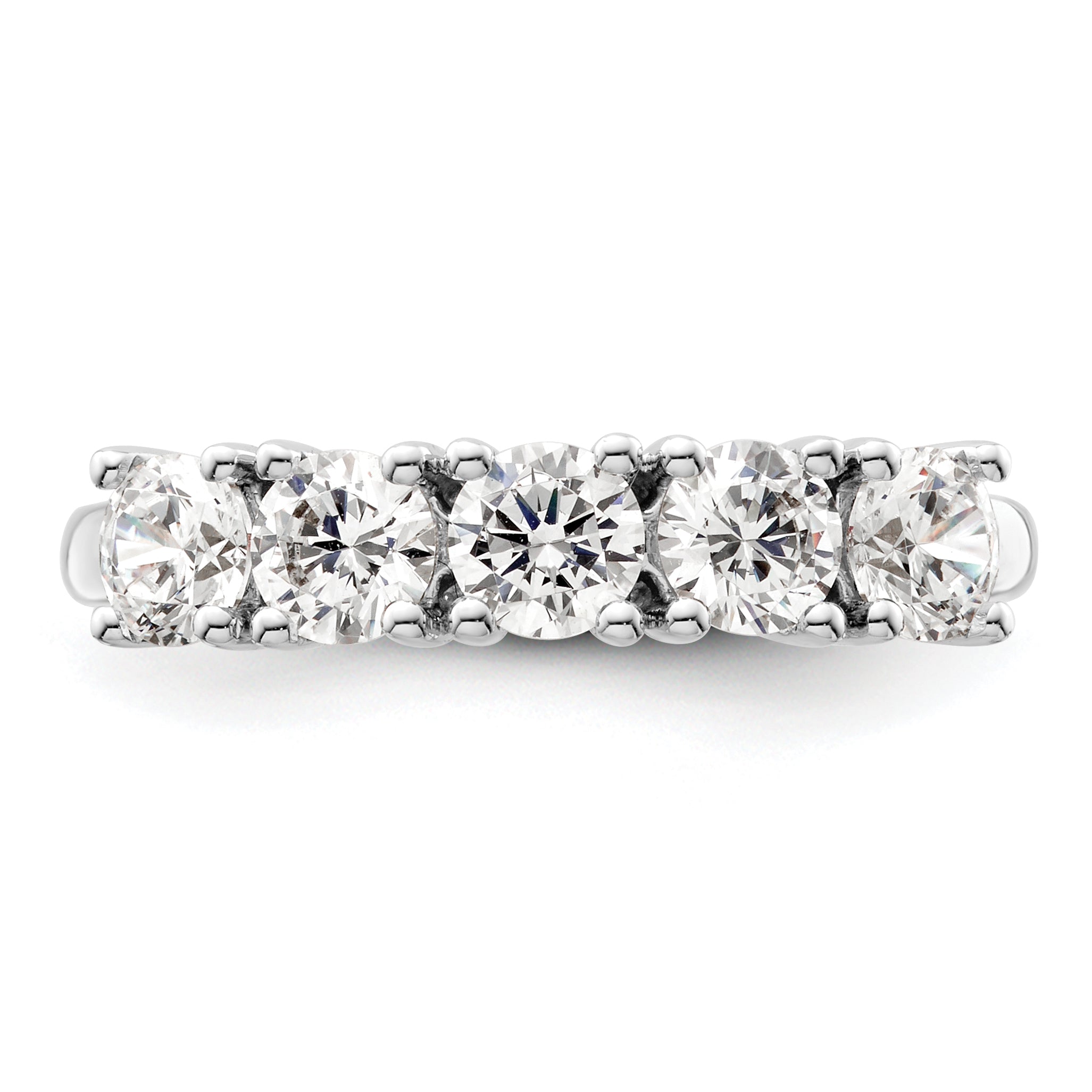 1.50ct. CZ Solid Real 14K White Gold 5-Stone Wedding Band Ring
