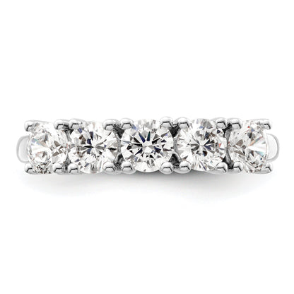 1.50ct. CZ Solid Real 14K White Gold 5-Stone Wedding Band Ring