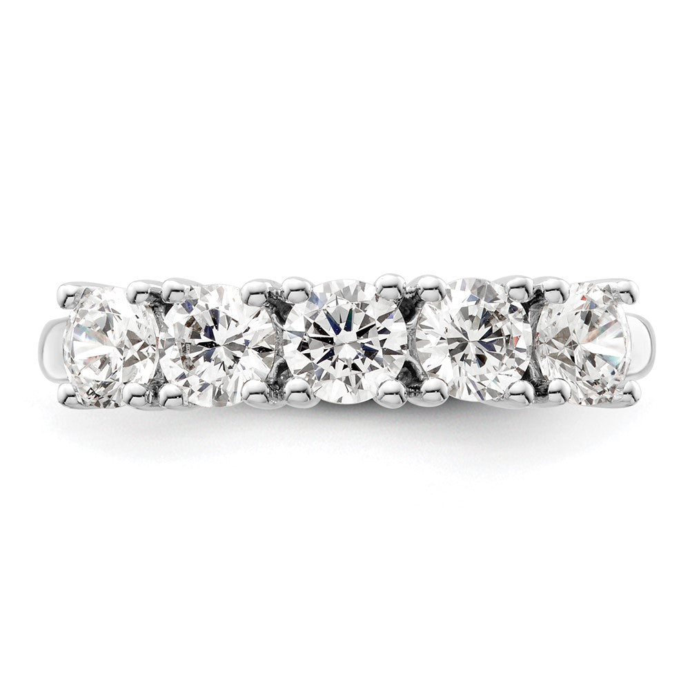 14K White Gold 5-Stone Real Diamond Band