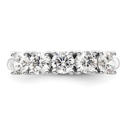 14K White Gold 5-Stone Real Diamond Band
