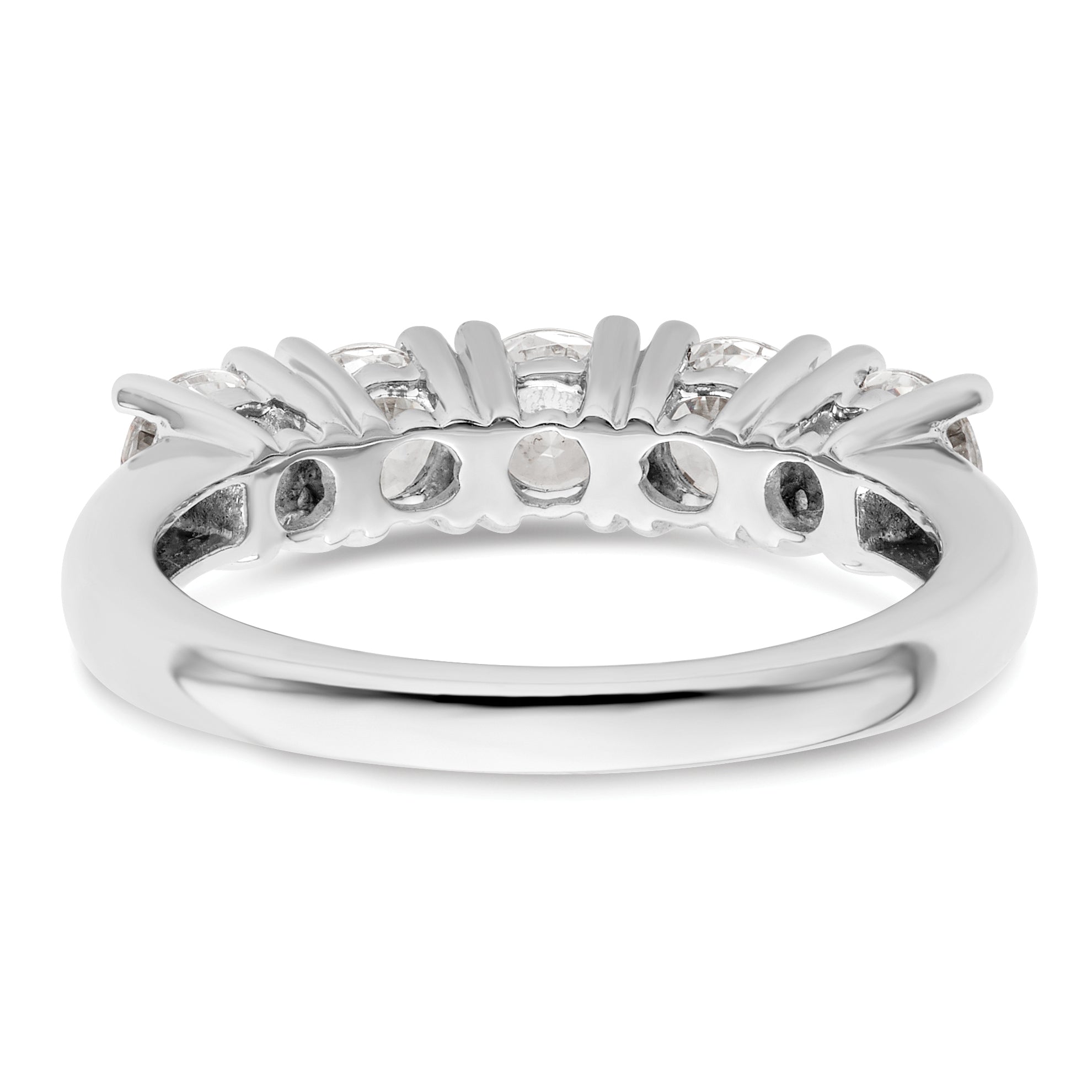 1.50ct. CZ Solid Real 14K White Gold 5-Stone Wedding Band Ring