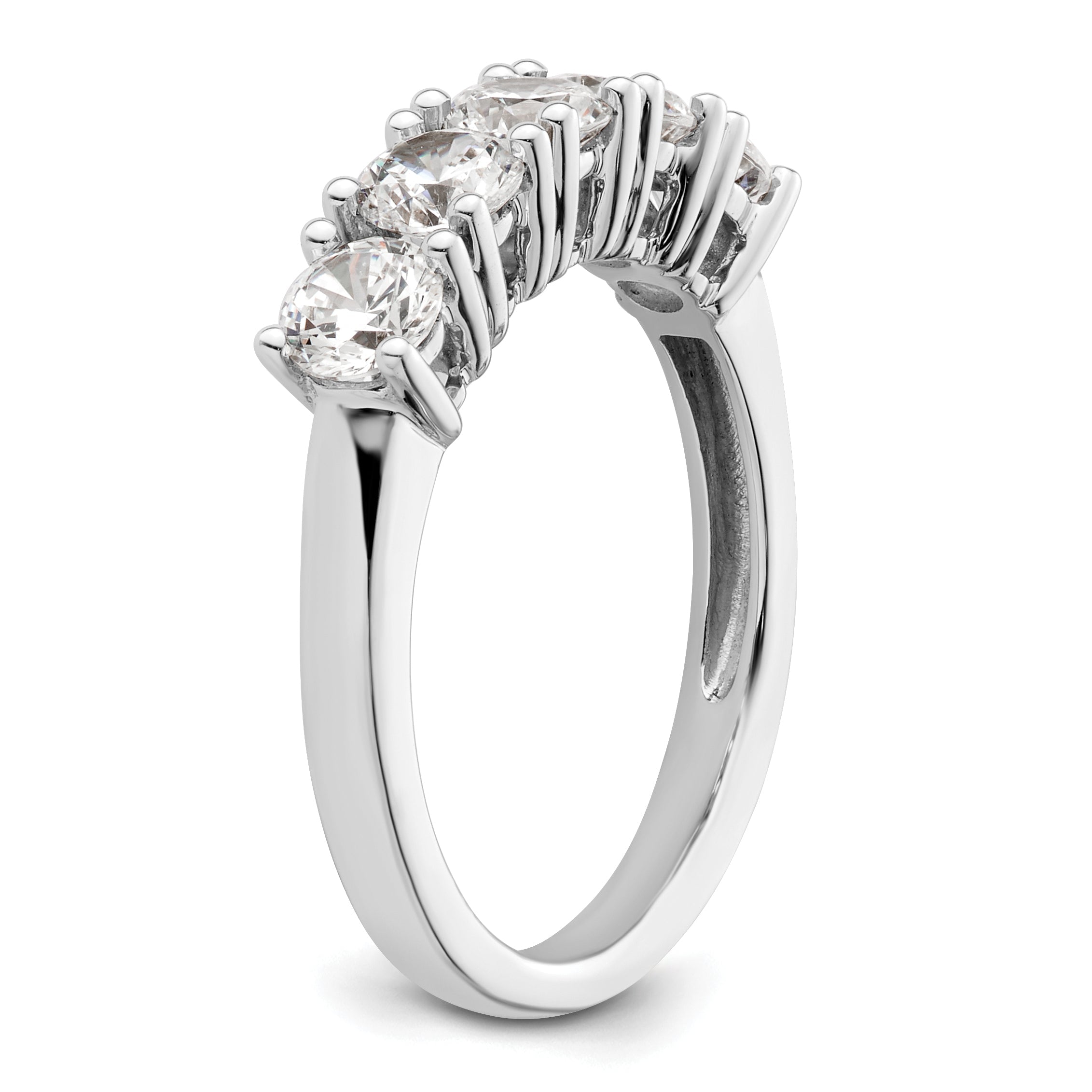 1.50ct. CZ Solid Real 14K White Gold 5-Stone Wedding Band Ring