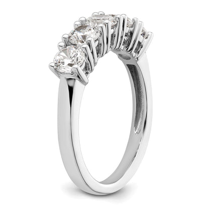 14K White Gold 5-Stone Real Diamond Band