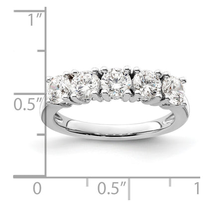 14K White Gold 5-Stone Real Diamond Band