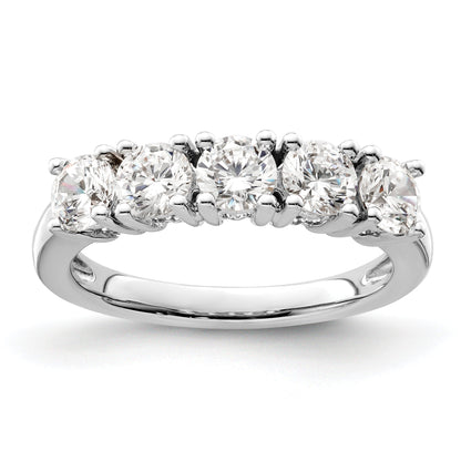 1.50ct. CZ Solid Real 14K White Gold 5-Stone Wedding Band Ring