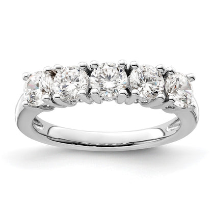 14K White Gold 5-Stone Real Diamond Band