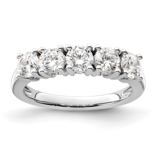 14K White Gold 5-Stone Real Diamond Band
