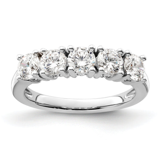 1.50ct. CZ Solid Real 14K White Gold 5-Stone Wedding Band Ring