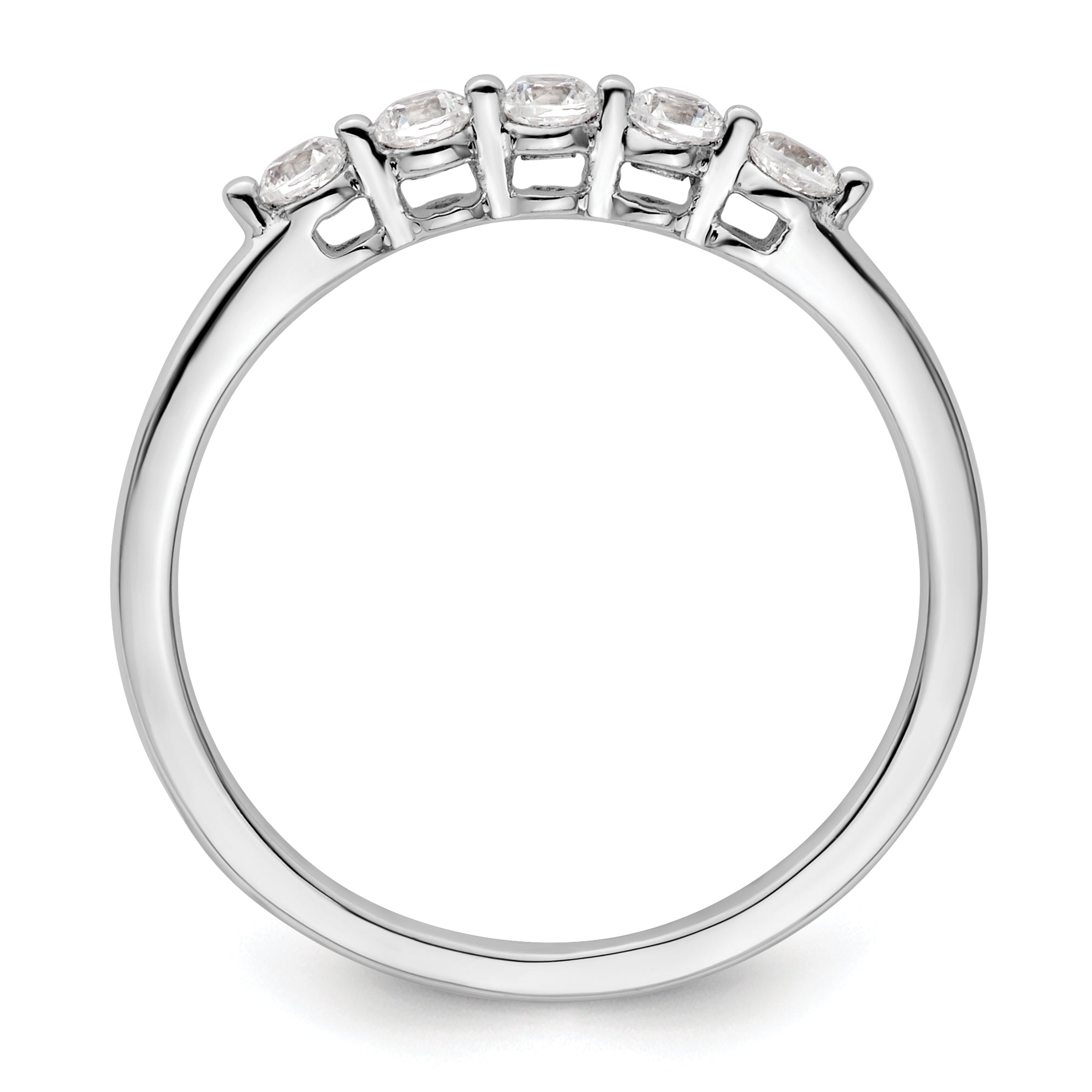 0.25ct. CZ Solid Real 14K White Gold 5-Stone Wedding Band Ring