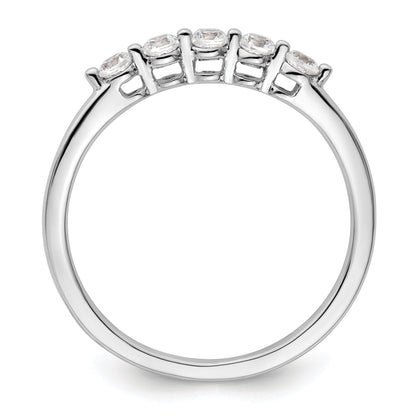 0.25ct. CZ Solid Real 14K White Gold 5-Stone Wedding Band Ring