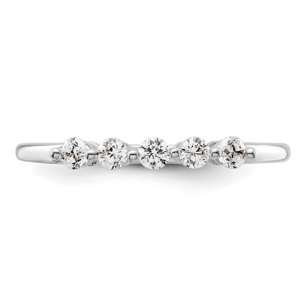 14K White Gold 5-Stone Real Diamond Band