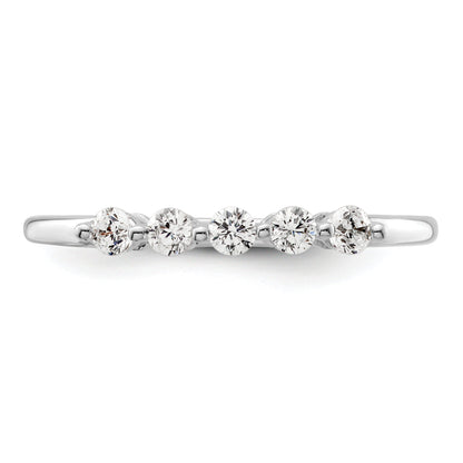 0.25ct. CZ Solid Real 14K White Gold 5-Stone Wedding Band Ring