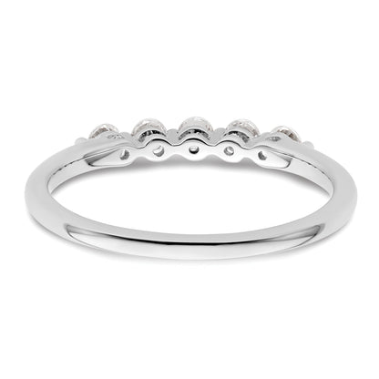 0.25ct. CZ Solid Real 14K White Gold 5-Stone Wedding Band Ring