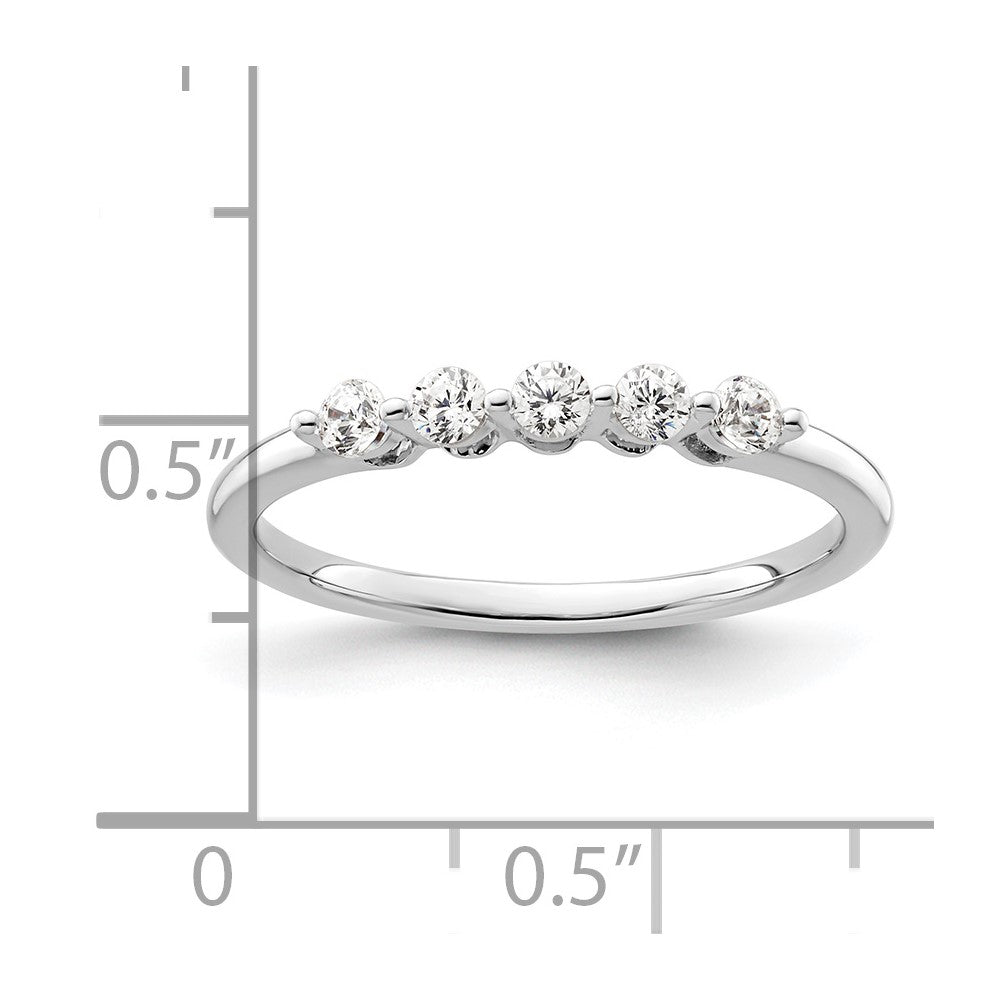 14K White Gold 5-Stone Real Diamond Band