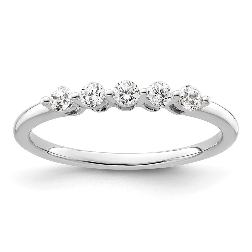 14K White Gold 5-Stone Real Diamond Band