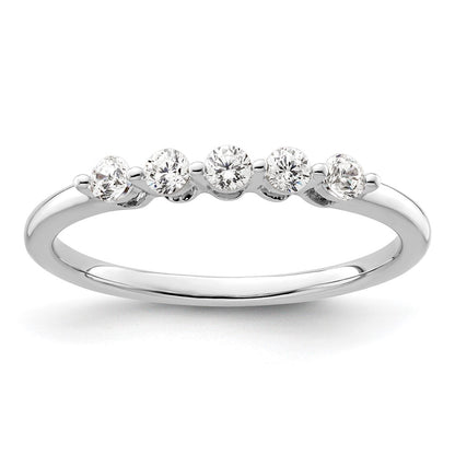 14K White Gold 5-Stone Real Diamond Band