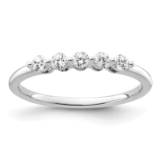 0.25ct. CZ Solid Real 14K White Gold 5-Stone Wedding Band Ring