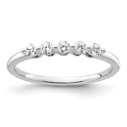 0.25ct. CZ Solid Real 14K White Gold 5-Stone Wedding Band Ring