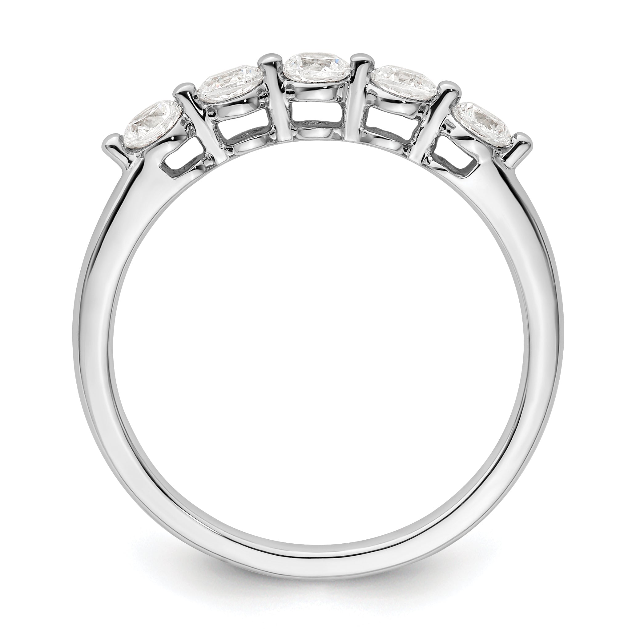 0.50ct. CZ Solid Real 14K White Gold 5-Stone Wedding Band Ring