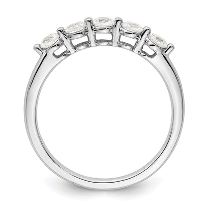 0.50ct. CZ Solid Real 14K White Gold 5-Stone Wedding Band Ring