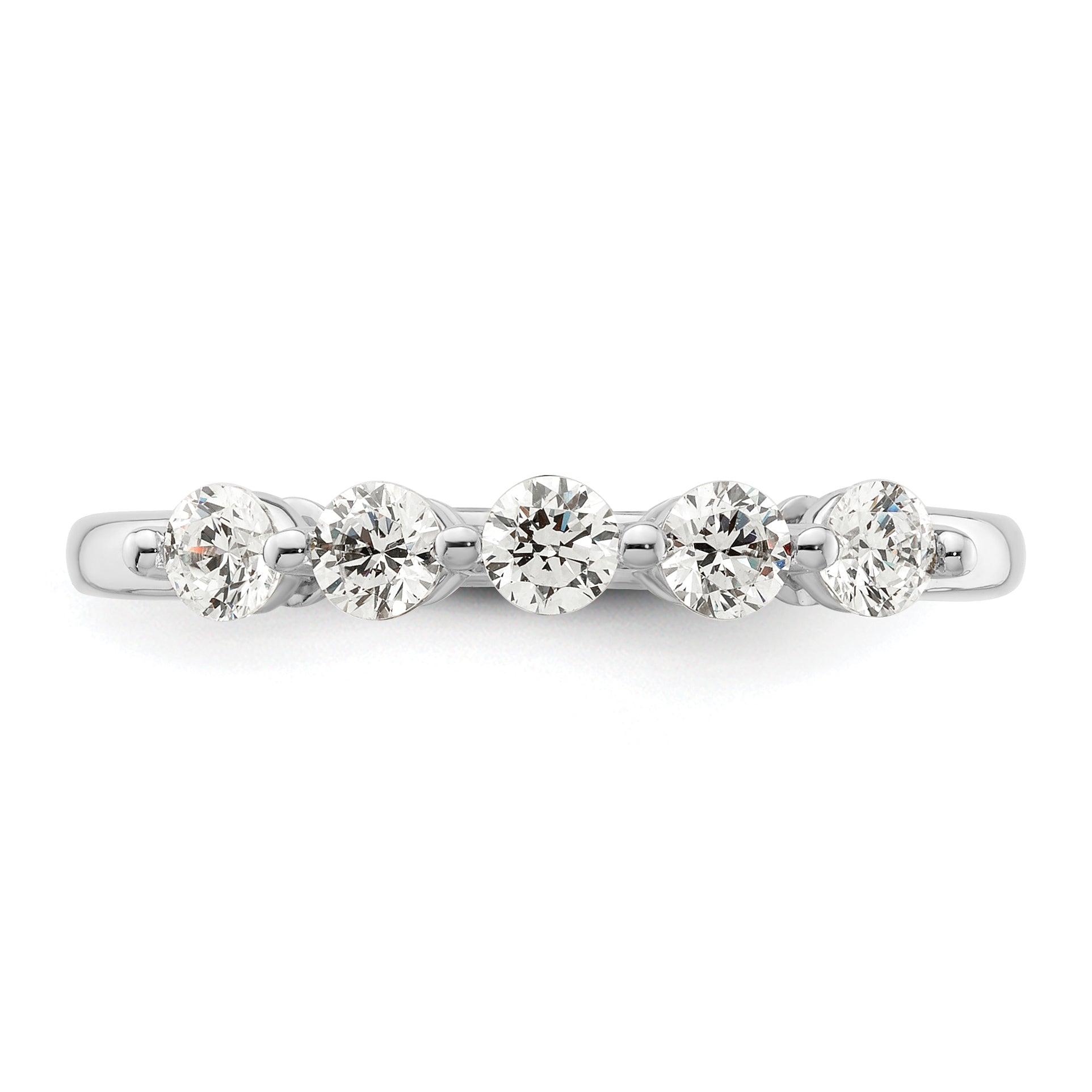 0.50ct. CZ Solid Real 14K White Gold 5-Stone Wedding Band Ring