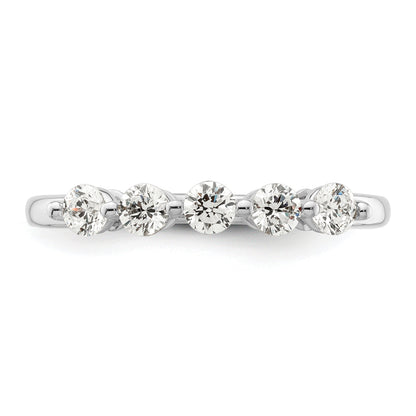 0.50ct. CZ Solid Real 14K White Gold 5-Stone Wedding Band Ring