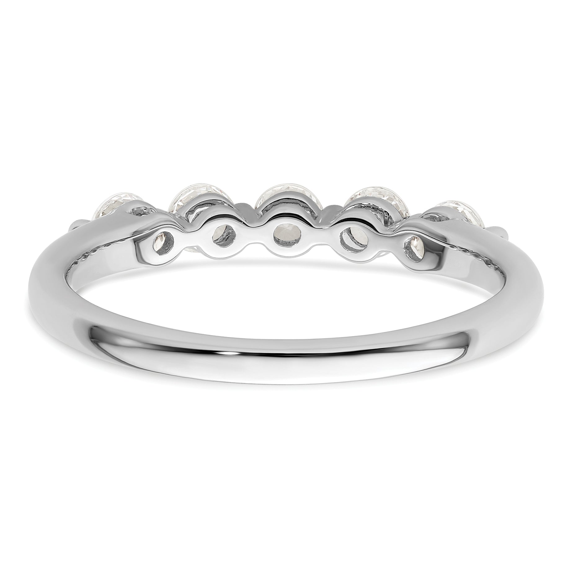 0.50ct. CZ Solid Real 14K White Gold 5-Stone Wedding Band Ring
