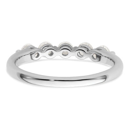 0.50ct. CZ Solid Real 14K White Gold 5-Stone Wedding Band Ring