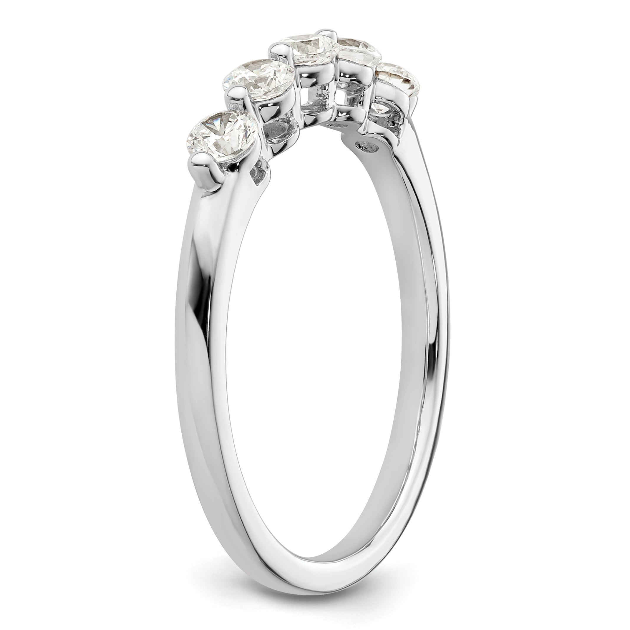 0.50ct. CZ Solid Real 14K White Gold 5-Stone Wedding Band Ring