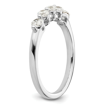 0.50ct. CZ Solid Real 14K White Gold 5-Stone Wedding Band Ring