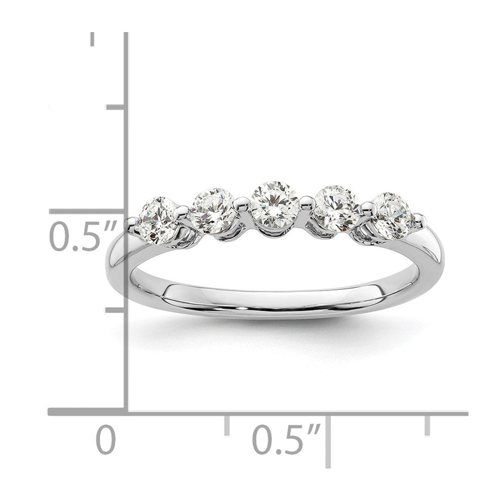 14K White Gold 5-Stone Real Diamond Band