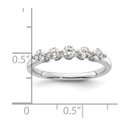 14K White Gold 5-Stone Real Diamond Band