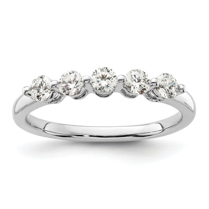 0.50ct. CZ Solid Real 14K White Gold 5-Stone Wedding Band Ring
