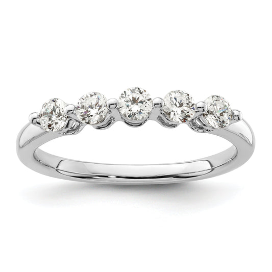 0.50ct. CZ Solid Real 14K White Gold 5-Stone Wedding Band Ring