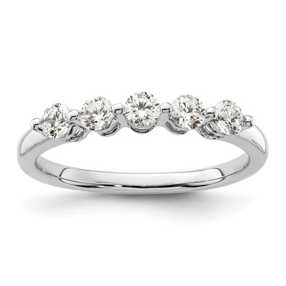 14K White Gold 5-Stone Real Diamond Band