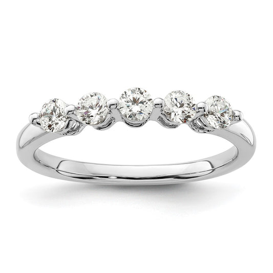 14K White Gold 5-Stone Real Diamond Band