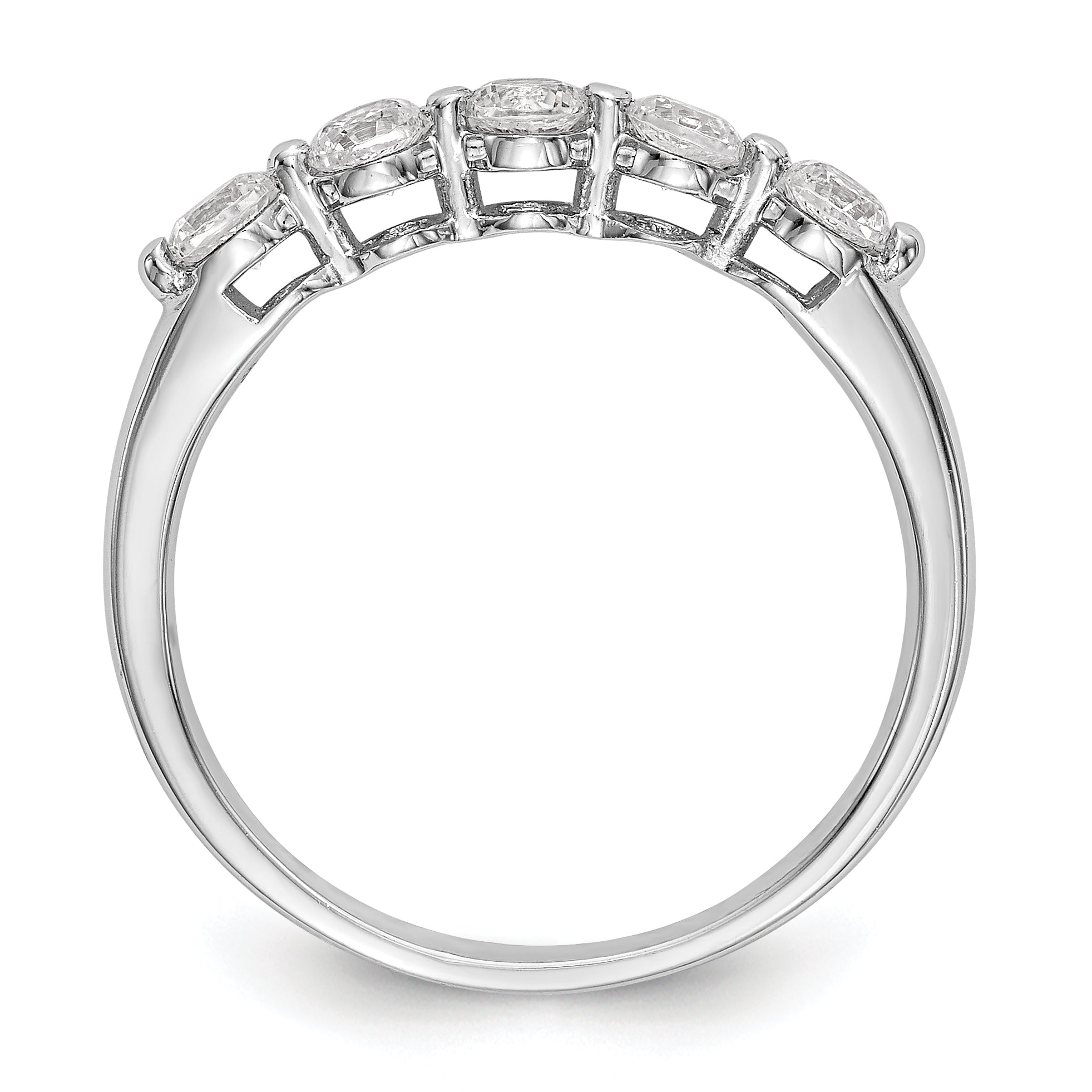 0.75ct. CZ Solid Real 14K White Gold 5-Stone Wedding Band Ring