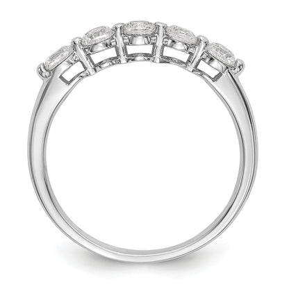 0.75ct. CZ Solid Real 14K White Gold 5-Stone Wedding Band Ring