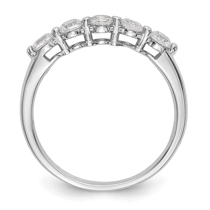14K White Gold 5-Stone Real Diamond Band