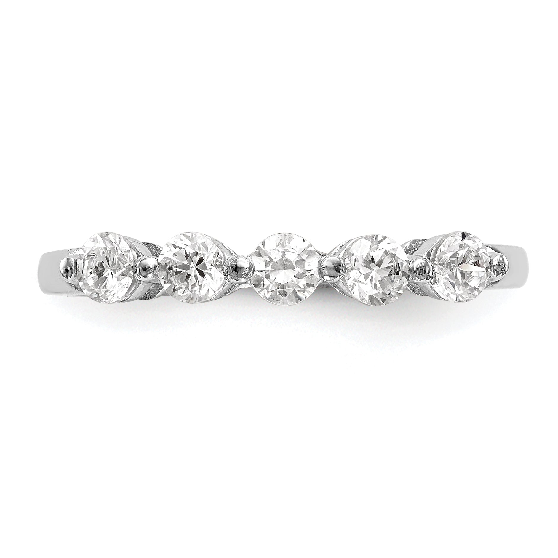 0.75ct. CZ Solid Real 14K White Gold 5-Stone Wedding Band Ring