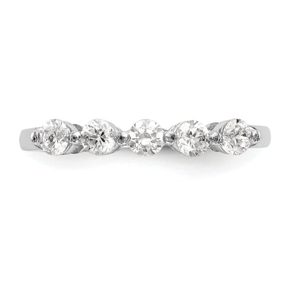 0.75ct. CZ Solid Real 14K White Gold 5-Stone Wedding Band Ring