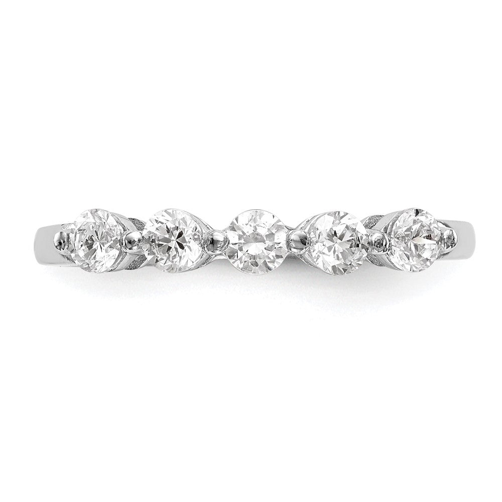 14K White Gold 5-Stone Real Diamond Band