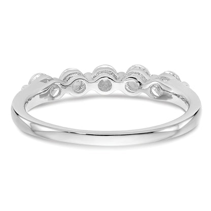 0.75ct. CZ Solid Real 14K White Gold 5-Stone Wedding Band Ring
