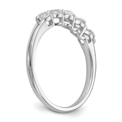 0.75ct. CZ Solid Real 14K White Gold 5-Stone Wedding Band Ring