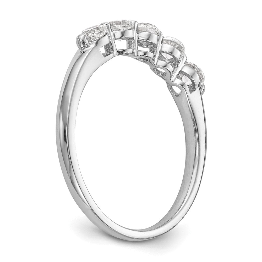 14K White Gold 5-Stone Real Diamond Band