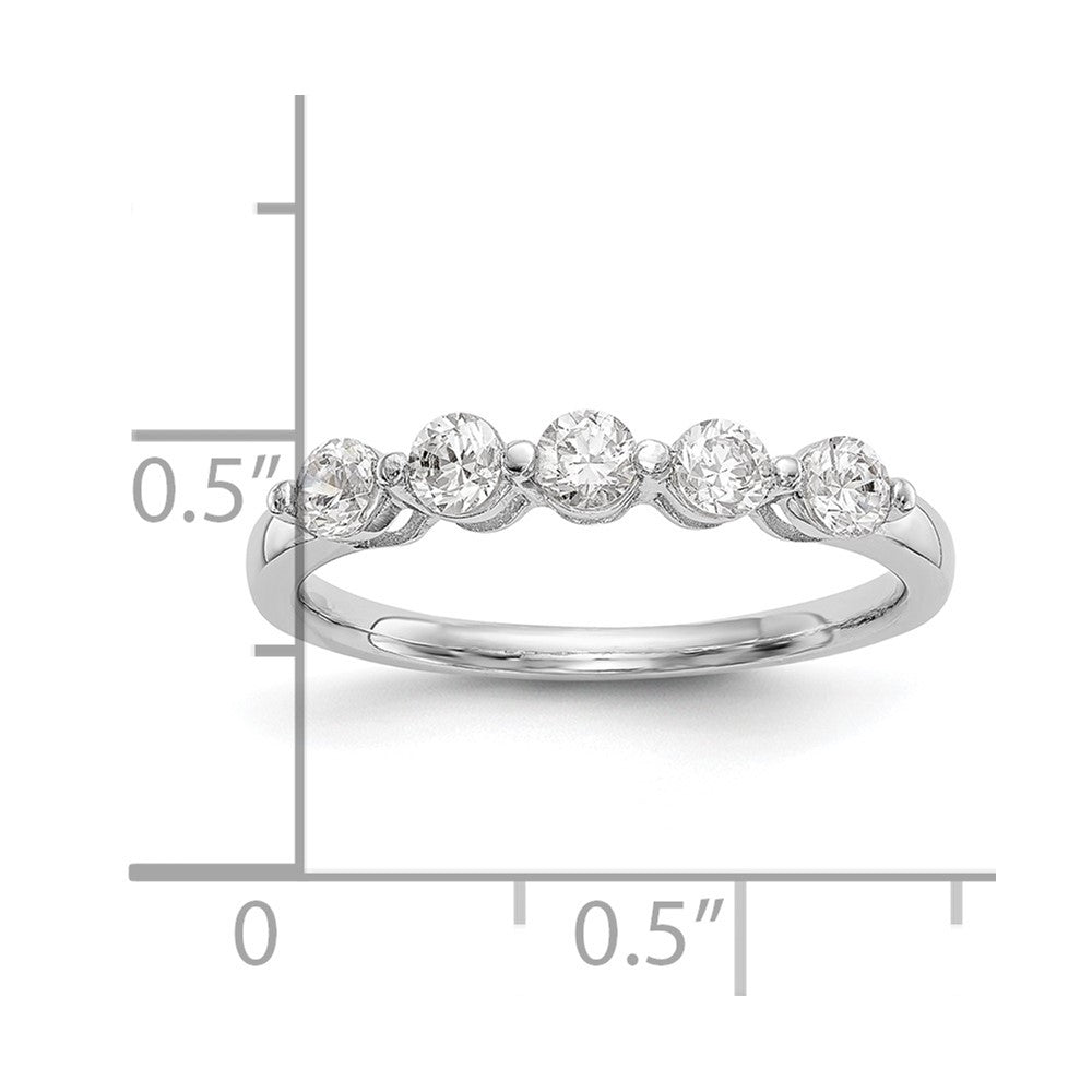 14K White Gold 5-Stone Real Diamond Band