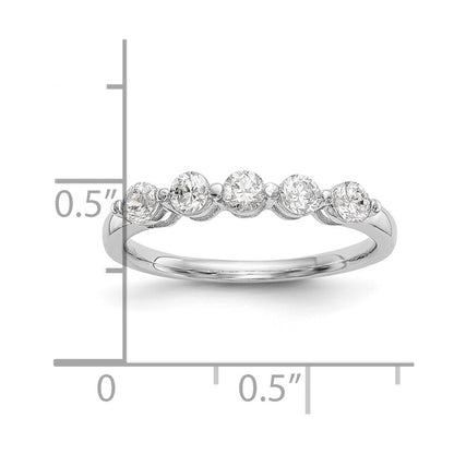 14K White Gold 5-Stone Real Diamond Band