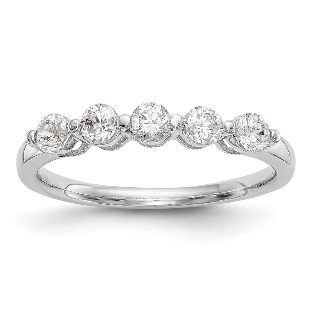 14K White Gold 5-Stone Real Diamond Band