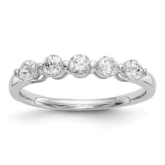 14K White Gold 5-Stone Real Diamond Band